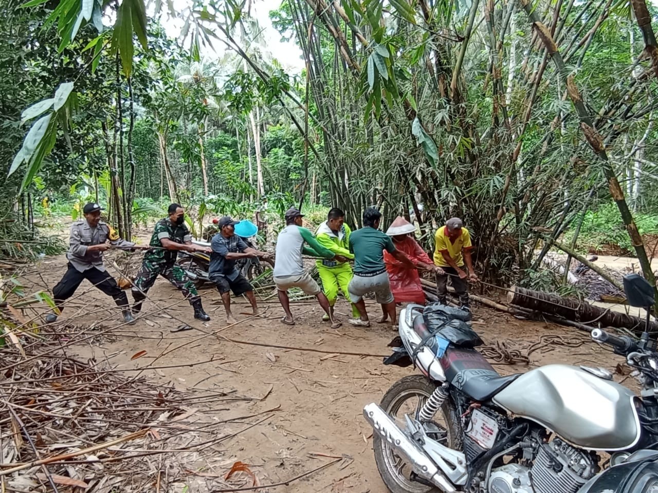 Gotong royong membersihkan sampah di sungai Bapangsari