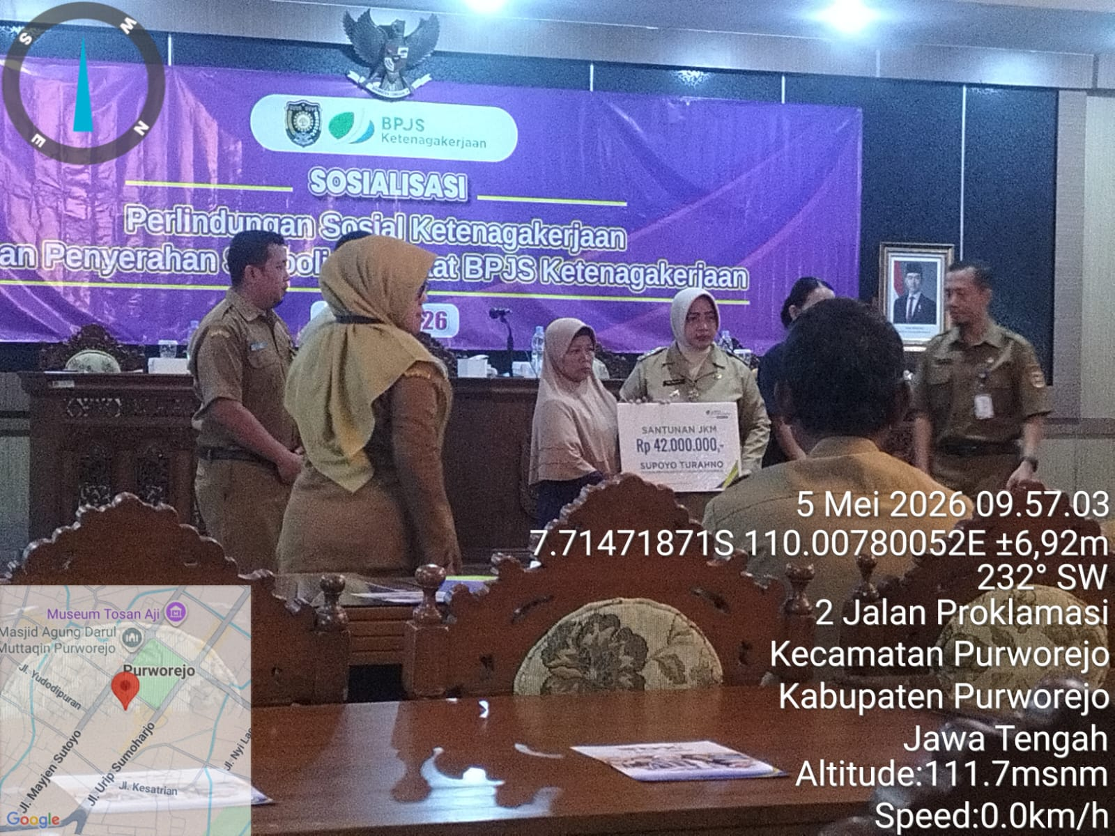 Kasi Pembangunan Kecamatan Bagelen Hadiri Sosialisasi Perlindungan Sosial Ketenagakerjaan di Setda Purworejo